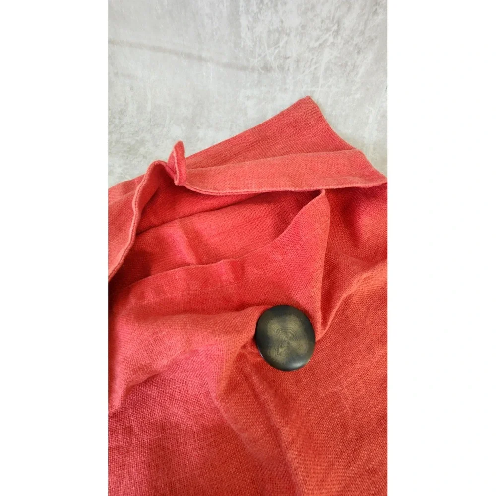 Pottery Barn Pillow Cover Home 18x18 Coral Red Linen Button Closure Boho Coastal